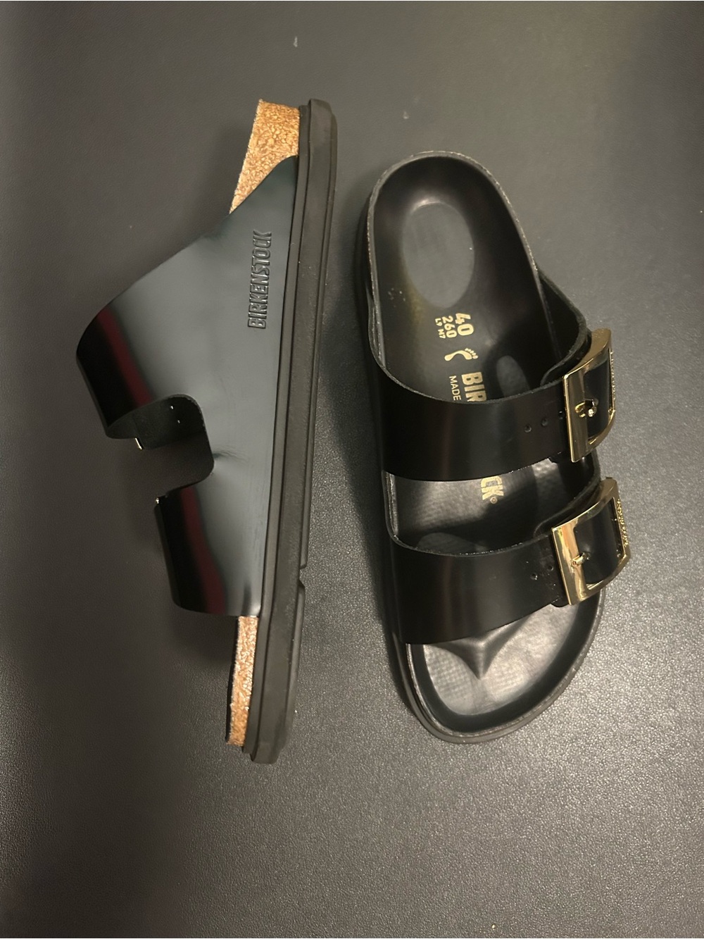 Arizona Droplet Buckle Patent Leather Sandals - Picture 7 of 12